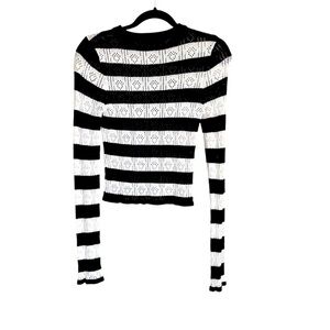 Zara Black and White Striped Women's Top - M